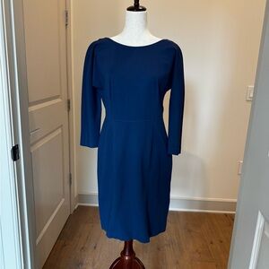 Piazza Sempione - Navy Long Sleeve V-Back Dress